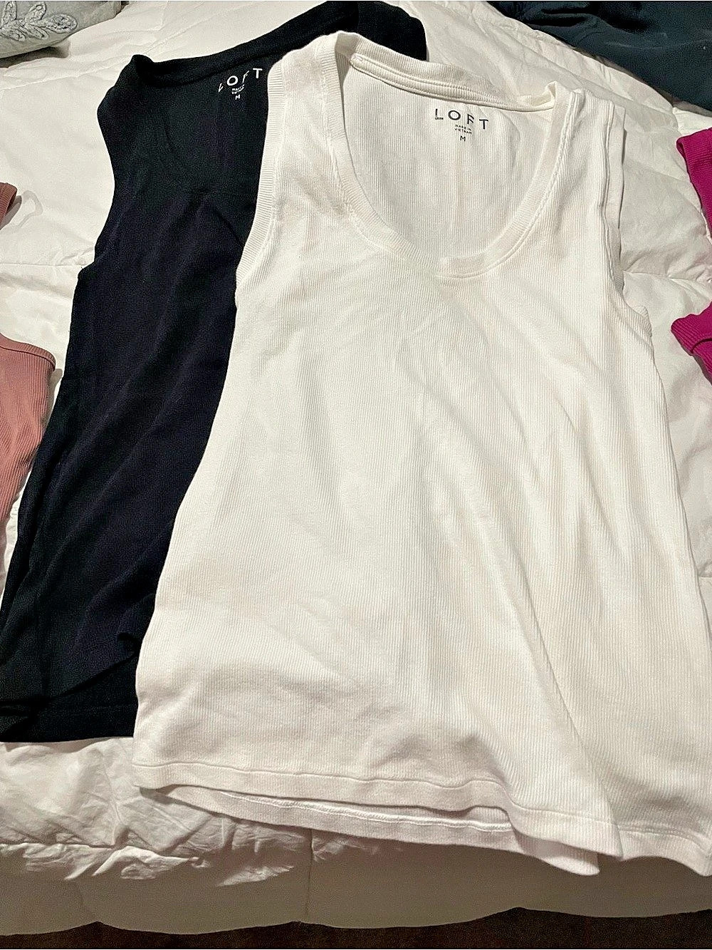 Bundle of two LOFT Ribbed Tank Tops White & Black Size Medium
